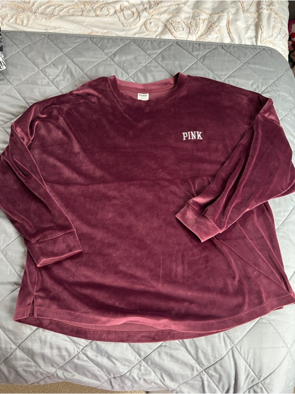 PINK Victoria's Secret Velour Pullover - Wine